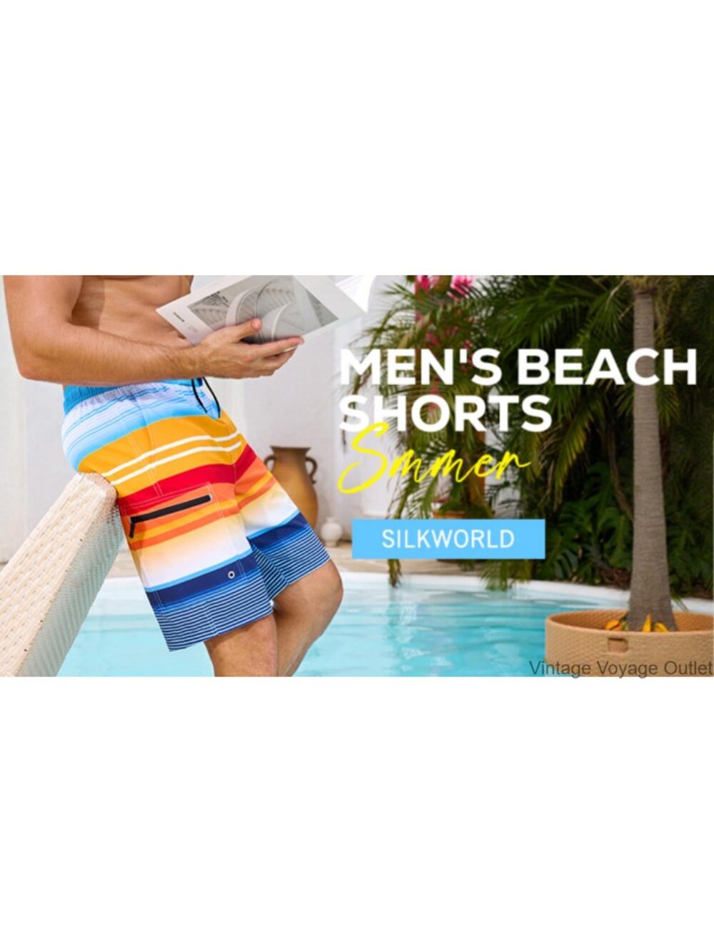 Men's Swim Trunks 9" with Compression Liner Quick Dry Zipper Pockets - Picture 5 of 5